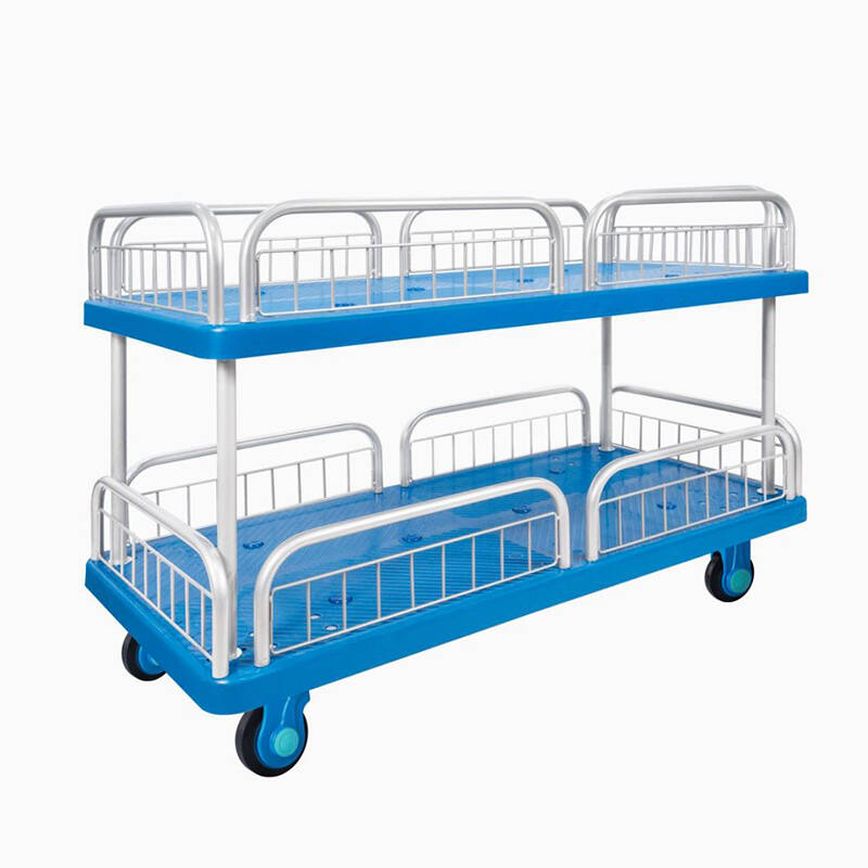 Triple-Layer Plastic Hand Trolley With Guardrail-PLA400-T3-HL3