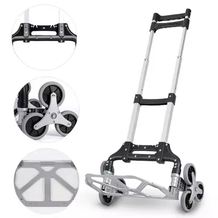 Chinee Dolly Portable Aluminum Folding Climbing Hand Truck 6 Wheel Climbing Stairs Rolling Foldable Hand Trolley Cart FHT80-6S-FHT80-6S